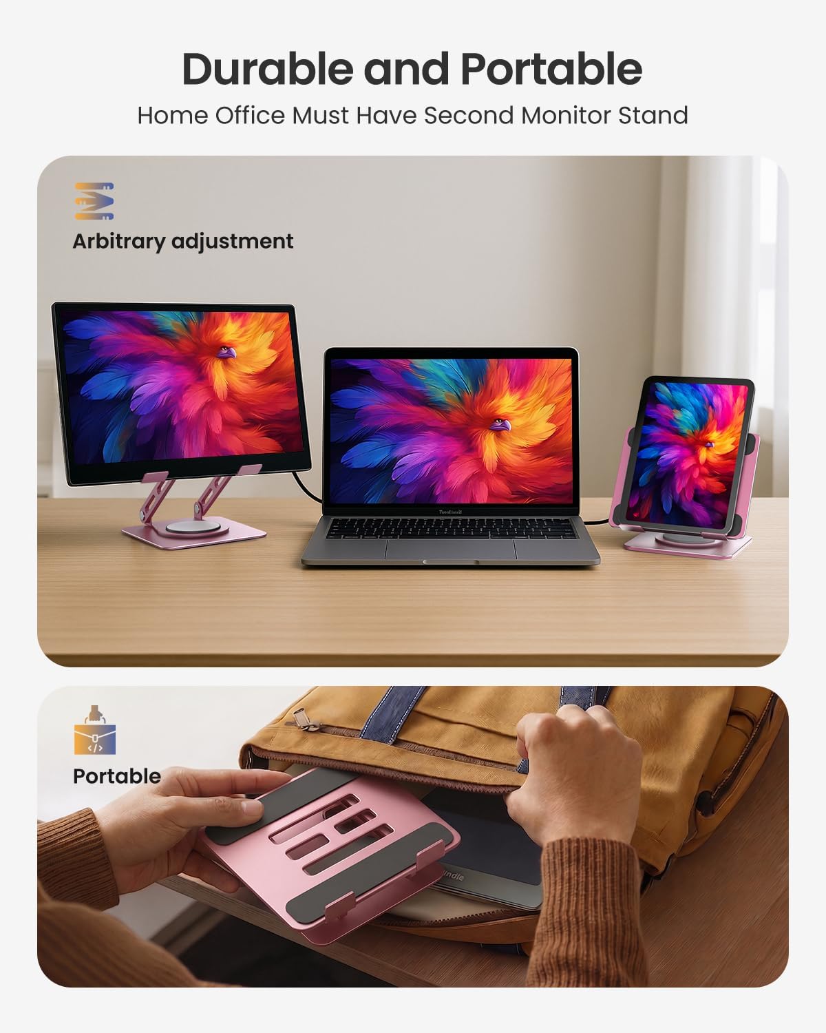Adjustable Tablet Stand, 360 Rotating iPad Stand with Heavy-Duty Base