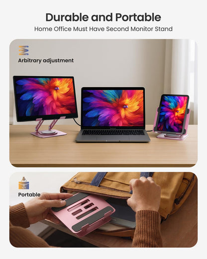 Adjustable Tablet Stand, 360 Rotating iPad Stand with Heavy-Duty Base