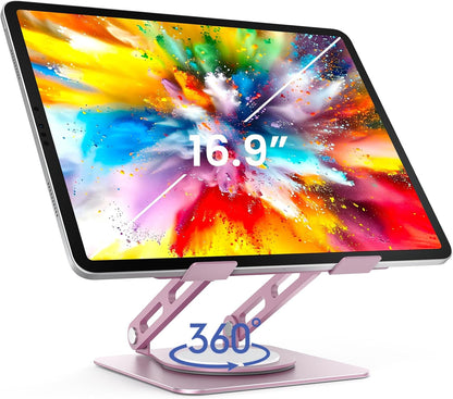 Adjustable Tablet Stand, 360 Rotating iPad Stand with Heavy-Duty Base