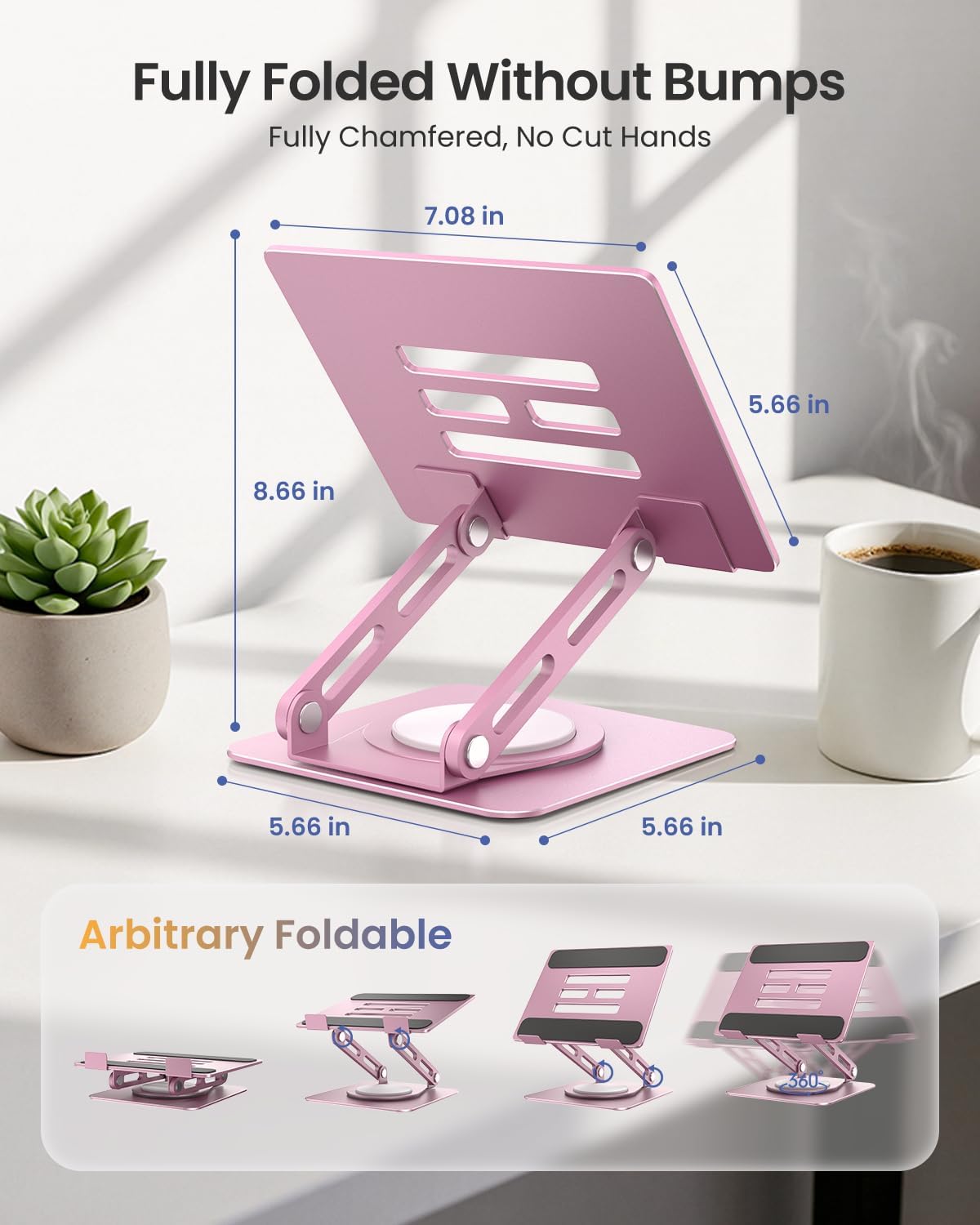 Adjustable Tablet Stand, 360 Rotating iPad Stand with Heavy-Duty Base