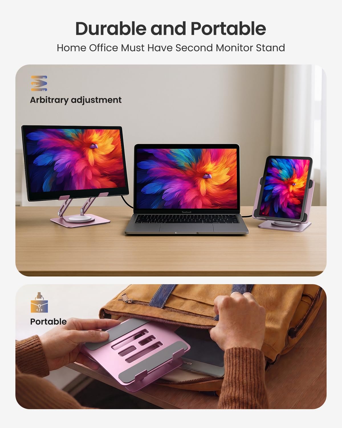 Adjustable Tablet Stand, 360 Rotating iPad Stand with Heavy-Duty Base