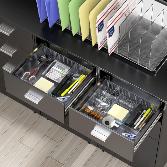 Drawer Organizer Tray, 9 Adjustable Compartments, Clear