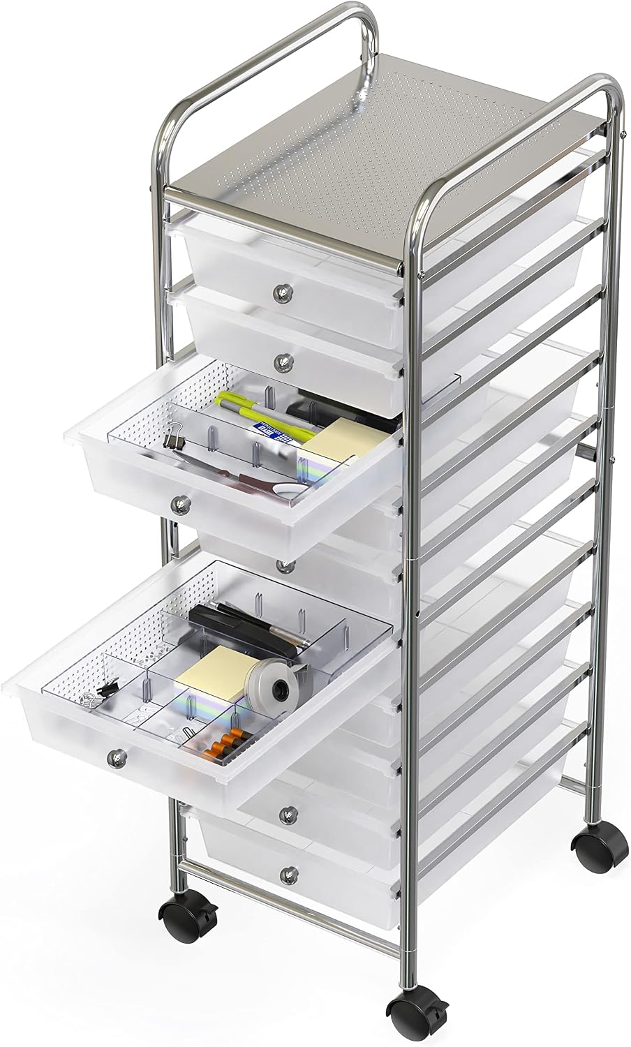 Drawer Organizer Tray, 9 Adjustable Compartments, Clear