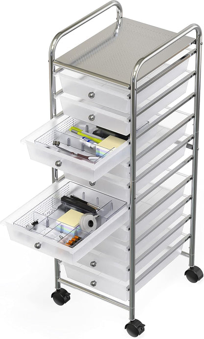 Drawer Organizer Tray, 9 Adjustable Compartments, Clear