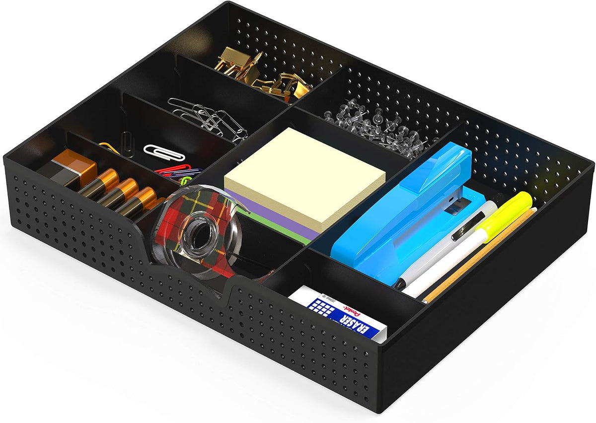 Drawer Organizer Tray, 9 Adjustable Compartments, Clear