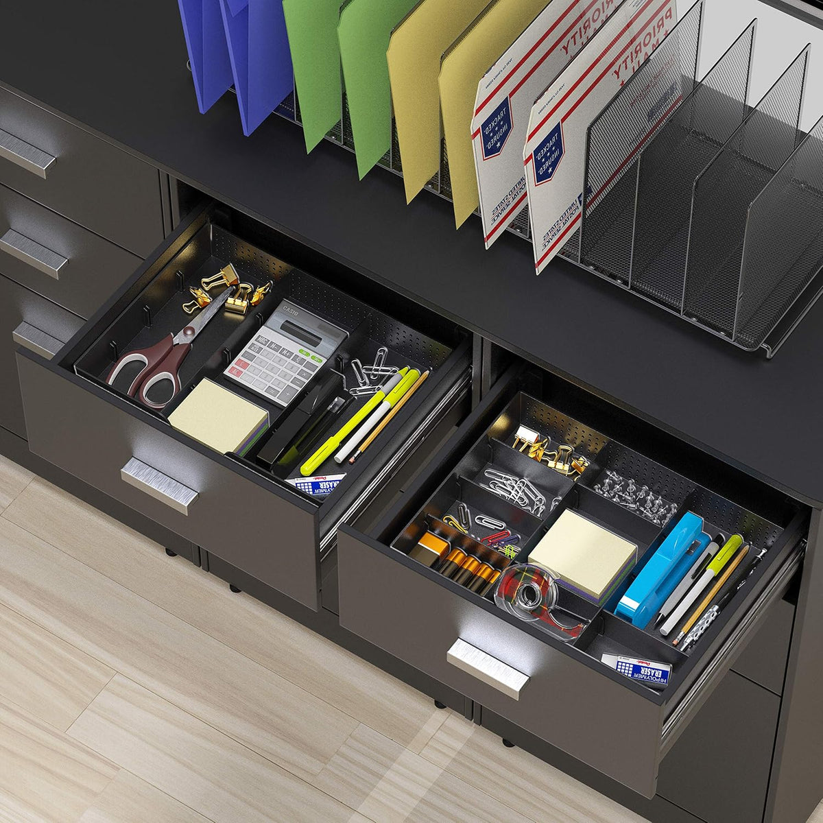 Drawer Organizer Tray, 9 Adjustable Compartments, Clear