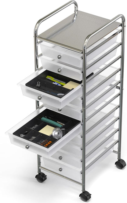 Drawer Organizer Tray, 9 Adjustable Compartments, Clear