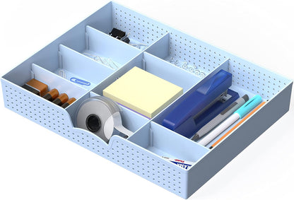 Drawer Organizer Tray, 9 Adjustable Compartments, Clear