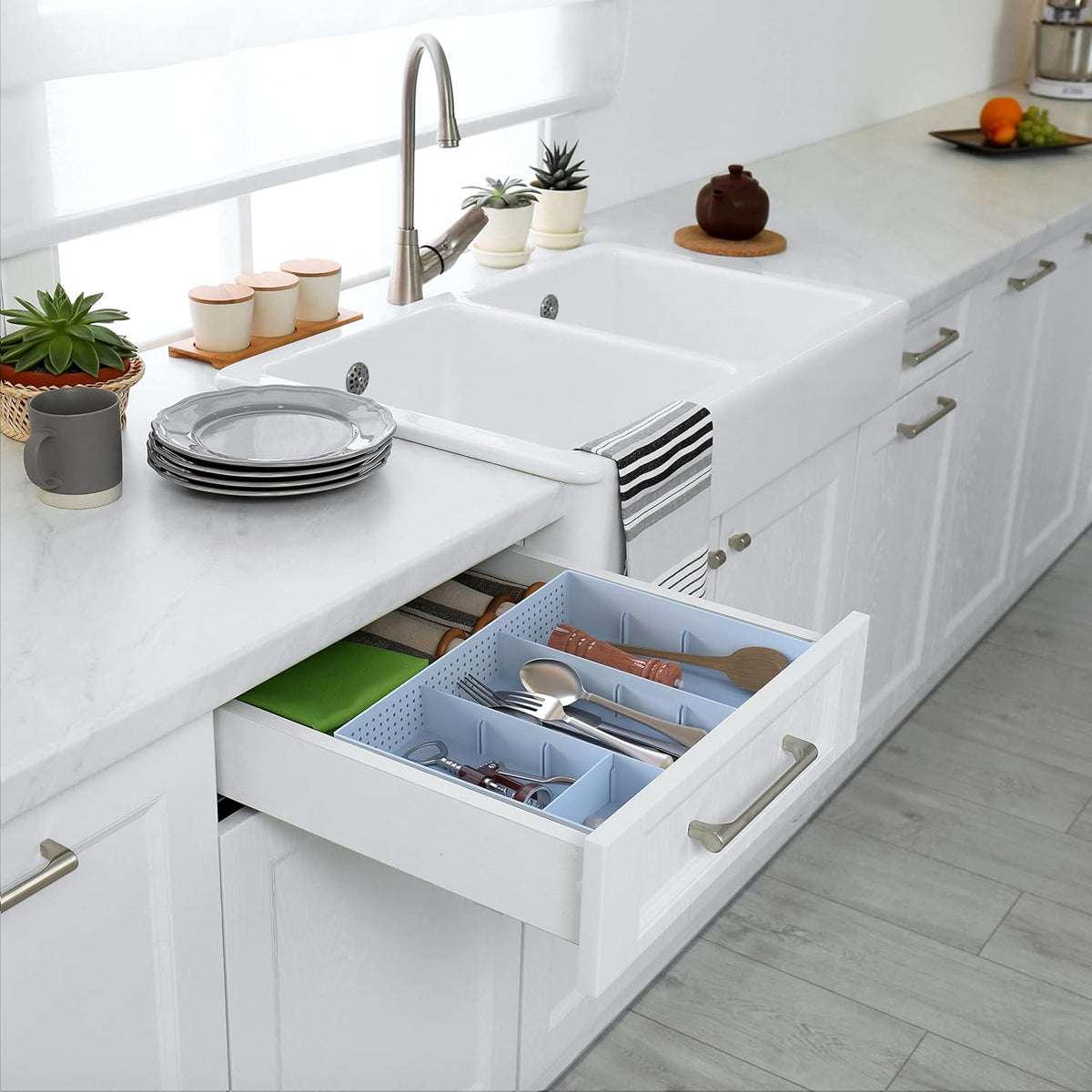 Drawer Organizer Tray, 9 Adjustable Compartments, Clear