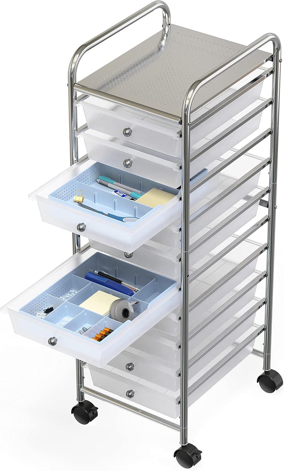 Drawer Organizer Tray, 9 Adjustable Compartments, Clear