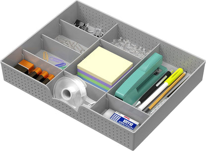 Drawer Organizer Tray, 9 Adjustable Compartments, Clear