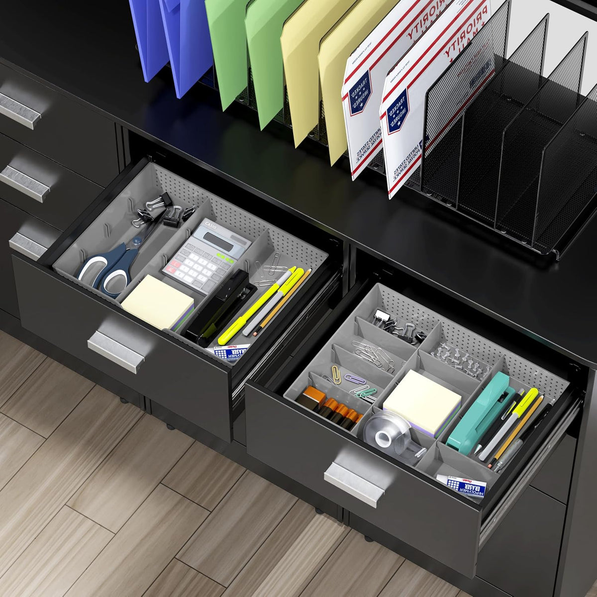 Drawer Organizer Tray, 9 Adjustable Compartments, Clear