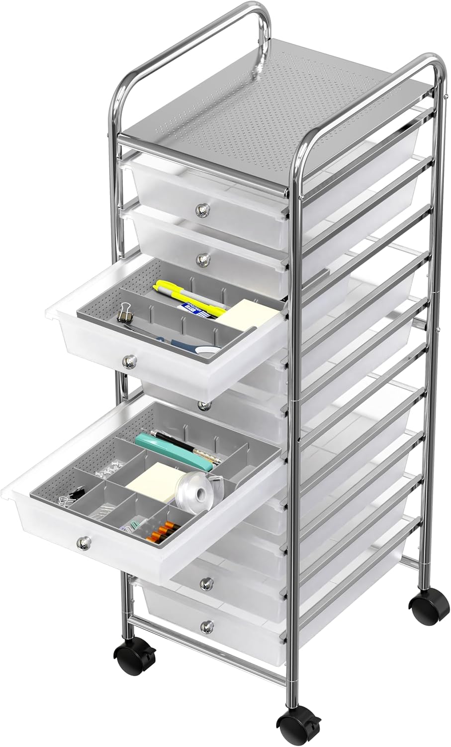 Drawer Organizer Tray, 9 Adjustable Compartments, Clear