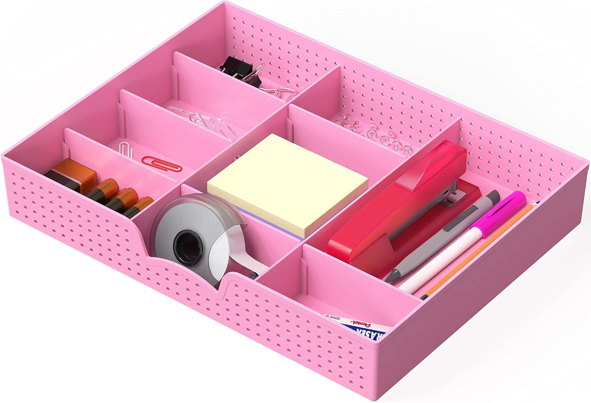 Drawer Organizer Tray, 9 Adjustable Compartments, Clear