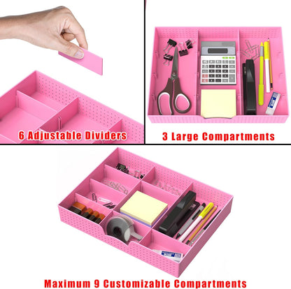 Drawer Organizer Tray, 9 Adjustable Compartments, Clear
