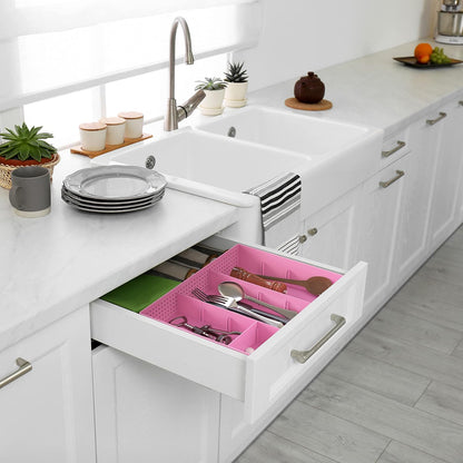 Drawer Organizer Tray, 9 Adjustable Compartments, Clear