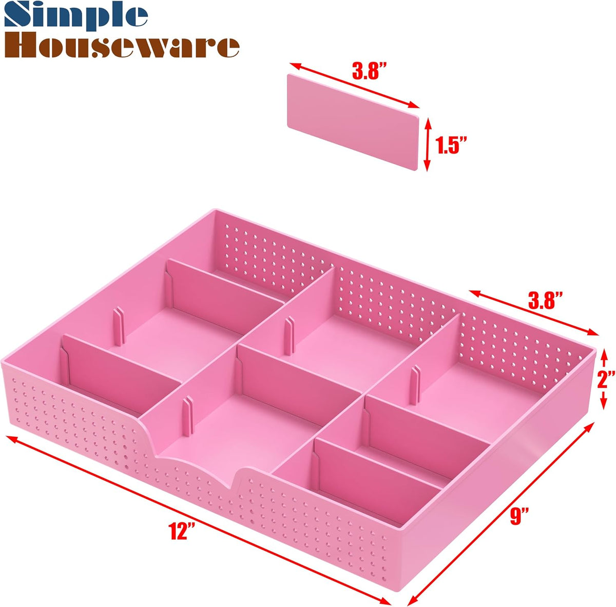 Drawer Organizer Tray, 9 Adjustable Compartments, Clear