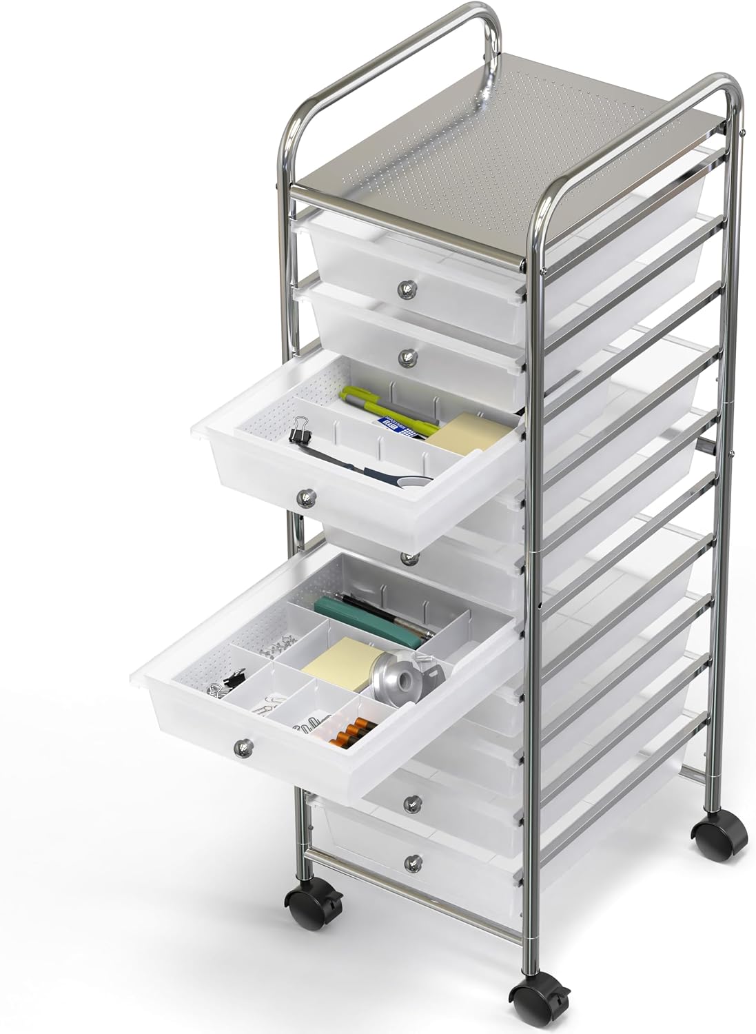 Drawer Organizer Tray, 9 Adjustable Compartments, Clear
