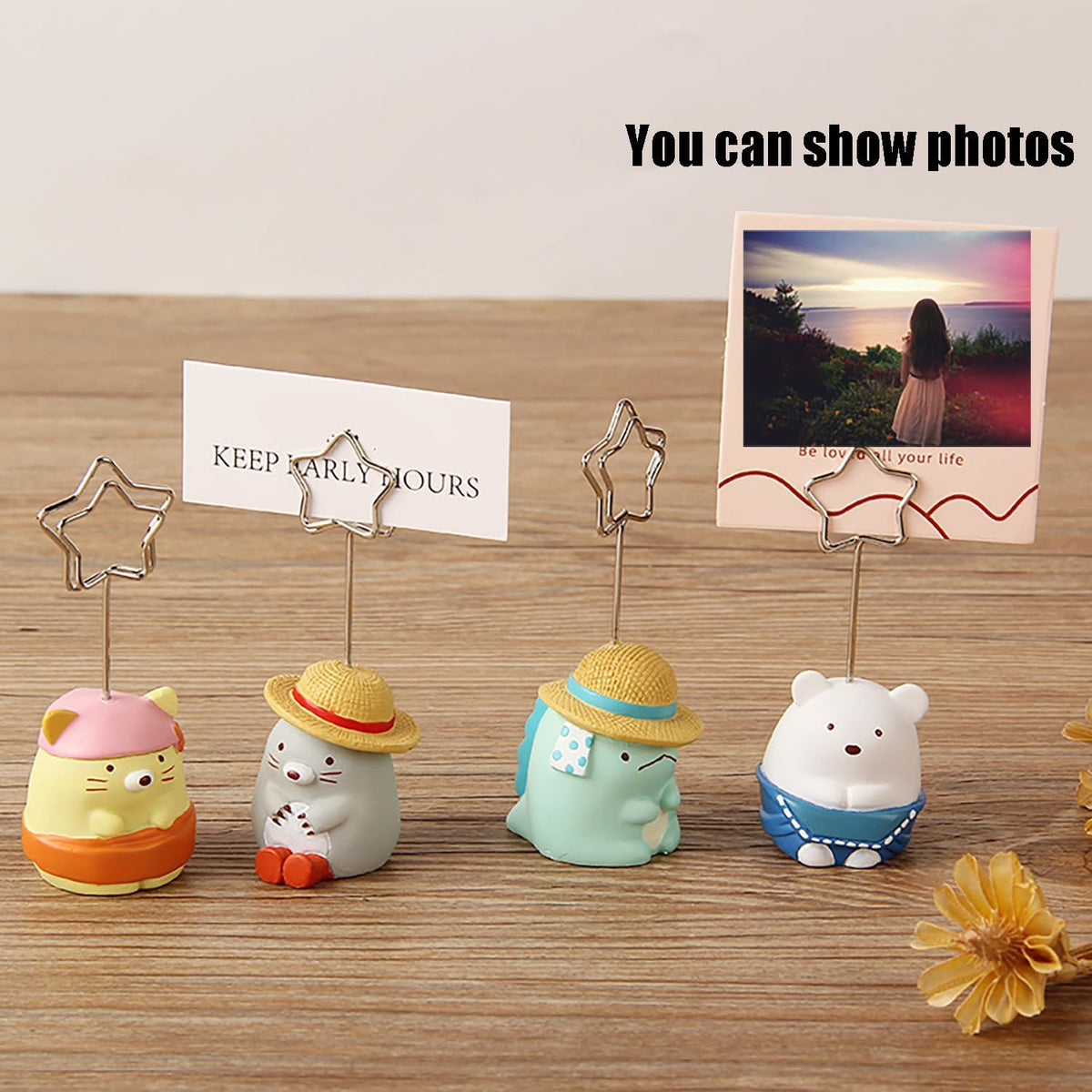 4Pcs,Cute Table Number Holders,Memo Clips Holder,Place Card Holder,Picture Holders with Clips,Home and Office Decoration