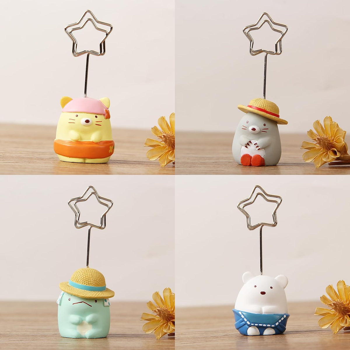 4Pcs,Cute Table Number Holders,Memo Clips Holder,Place Card Holder,Picture Holders with Clips,Home and Office Decoration