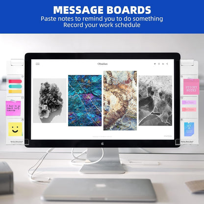 2 Pcs Monitor Memo Boards for Computer,Office Desk Accessories, Multifunction Acrylic Screen Message Reminder Pad Side Panel Phone Holder Organizer for Office Desktop, with Sticky Note
