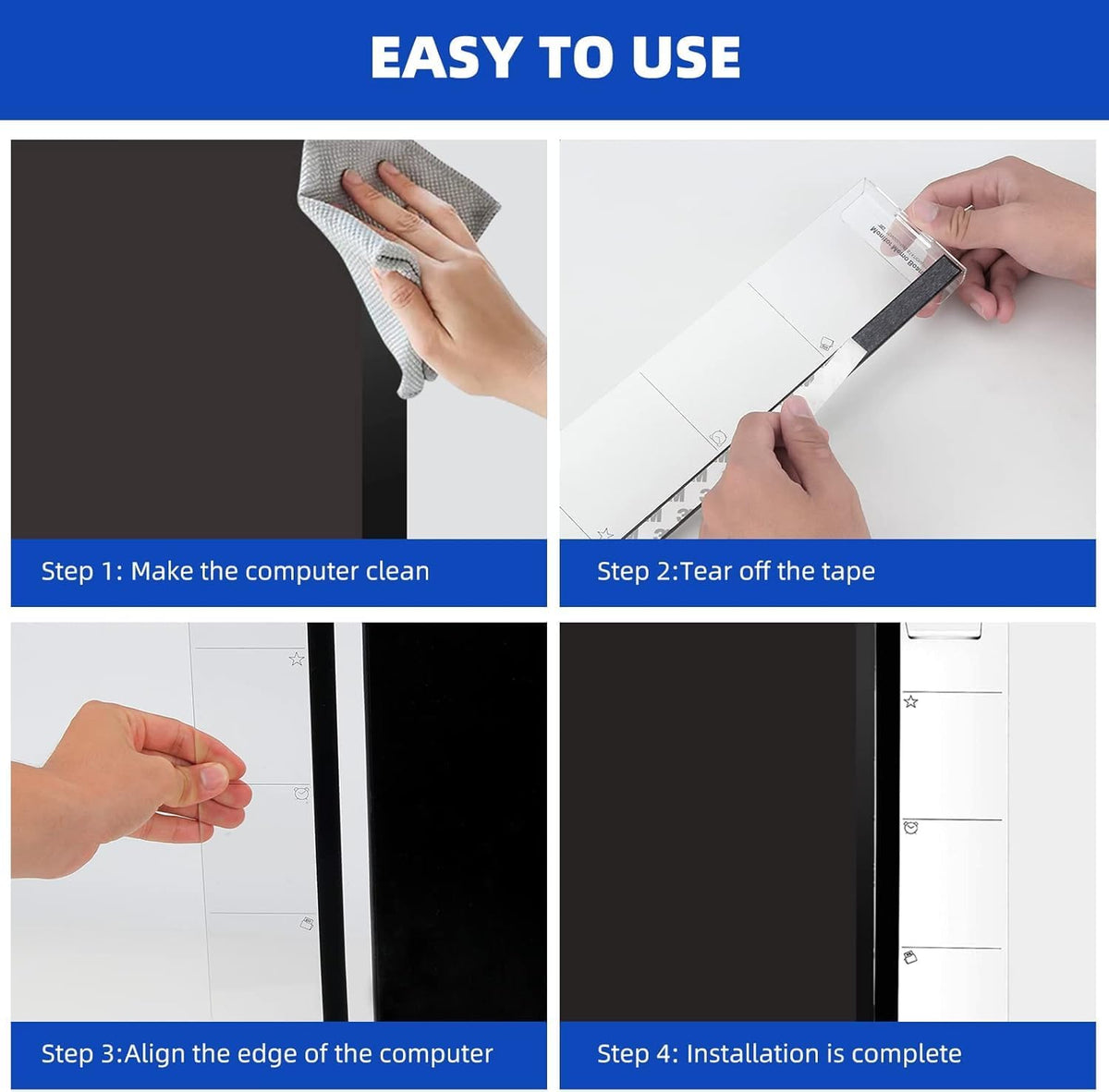 2 Pcs Monitor Memo Boards for Computer,Office Desk Accessories, Multifunction Acrylic Screen Message Reminder Pad Side Panel Phone Holder Organizer for Office Desktop, with Sticky Note