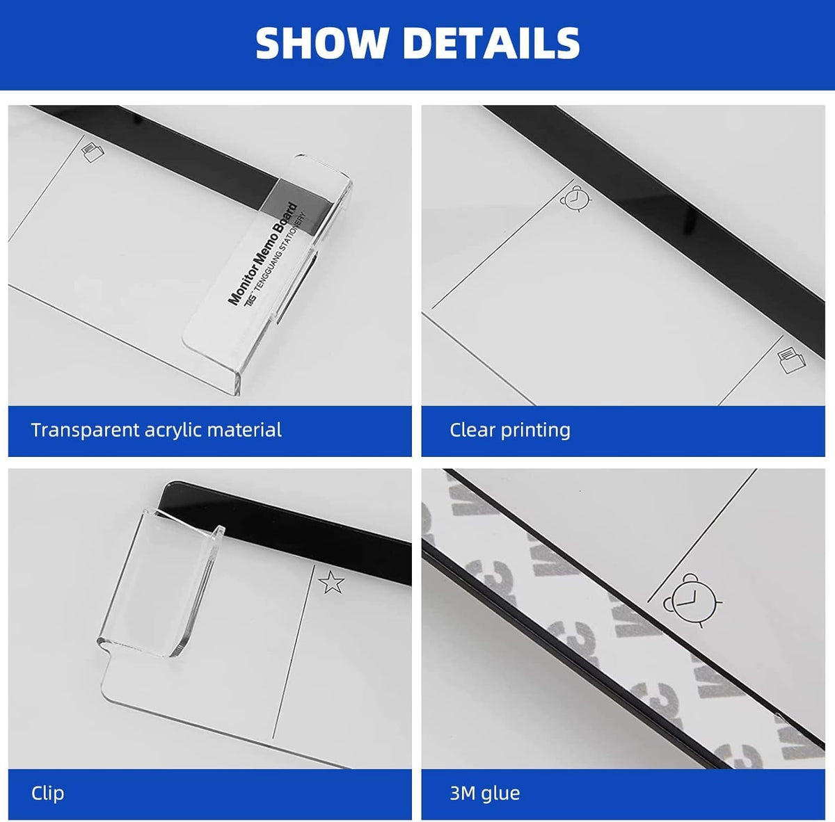 2 Pcs Monitor Memo Boards for Computer,Office Desk Accessories, Multifunction Acrylic Screen Message Reminder Pad Side Panel Phone Holder Organizer for Office Desktop, with Sticky Note