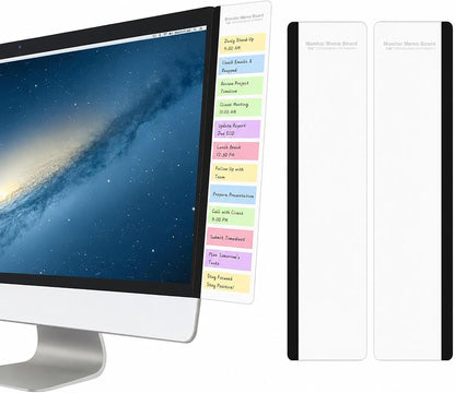 2 Pcs Monitor Memo Boards for Computer,Office Desk Accessories, Multifunction Acrylic Screen Message Reminder Pad Side Panel Phone Holder Organizer for Office Desktop, with Sticky Note