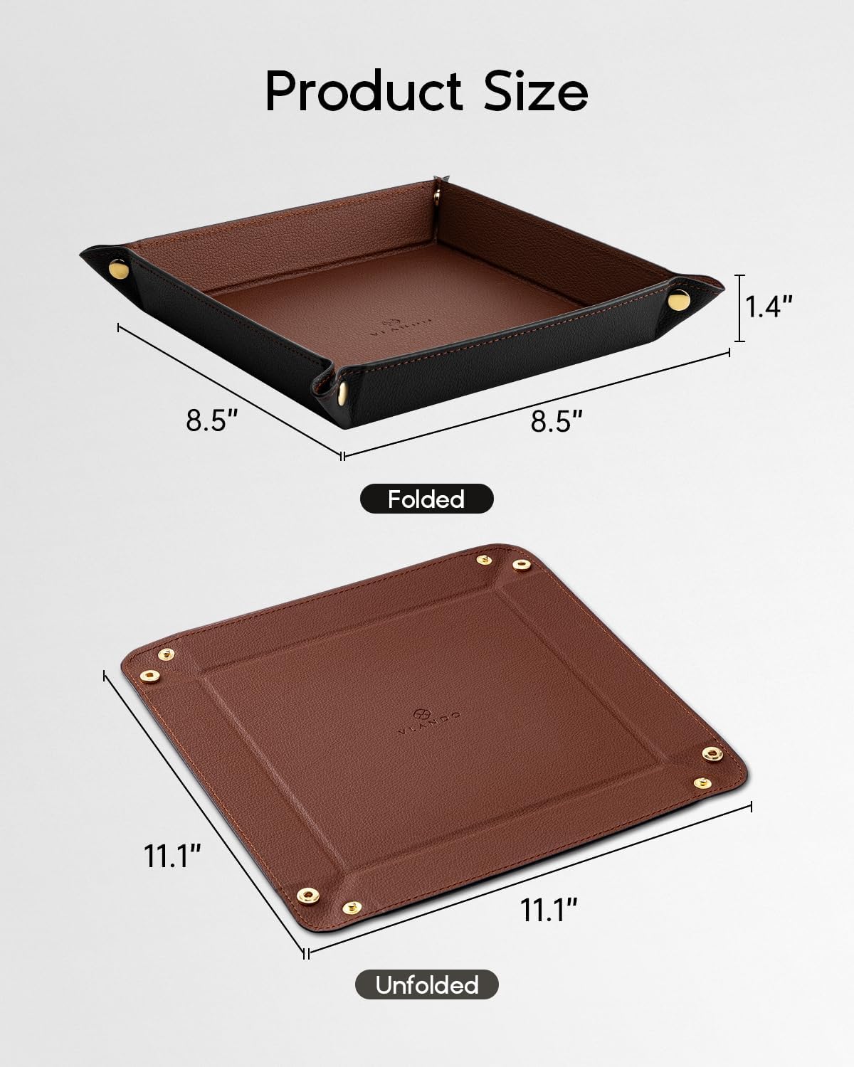 Valet Tray Organizer, PU Leather Catchall Tray for Vanity, Beige