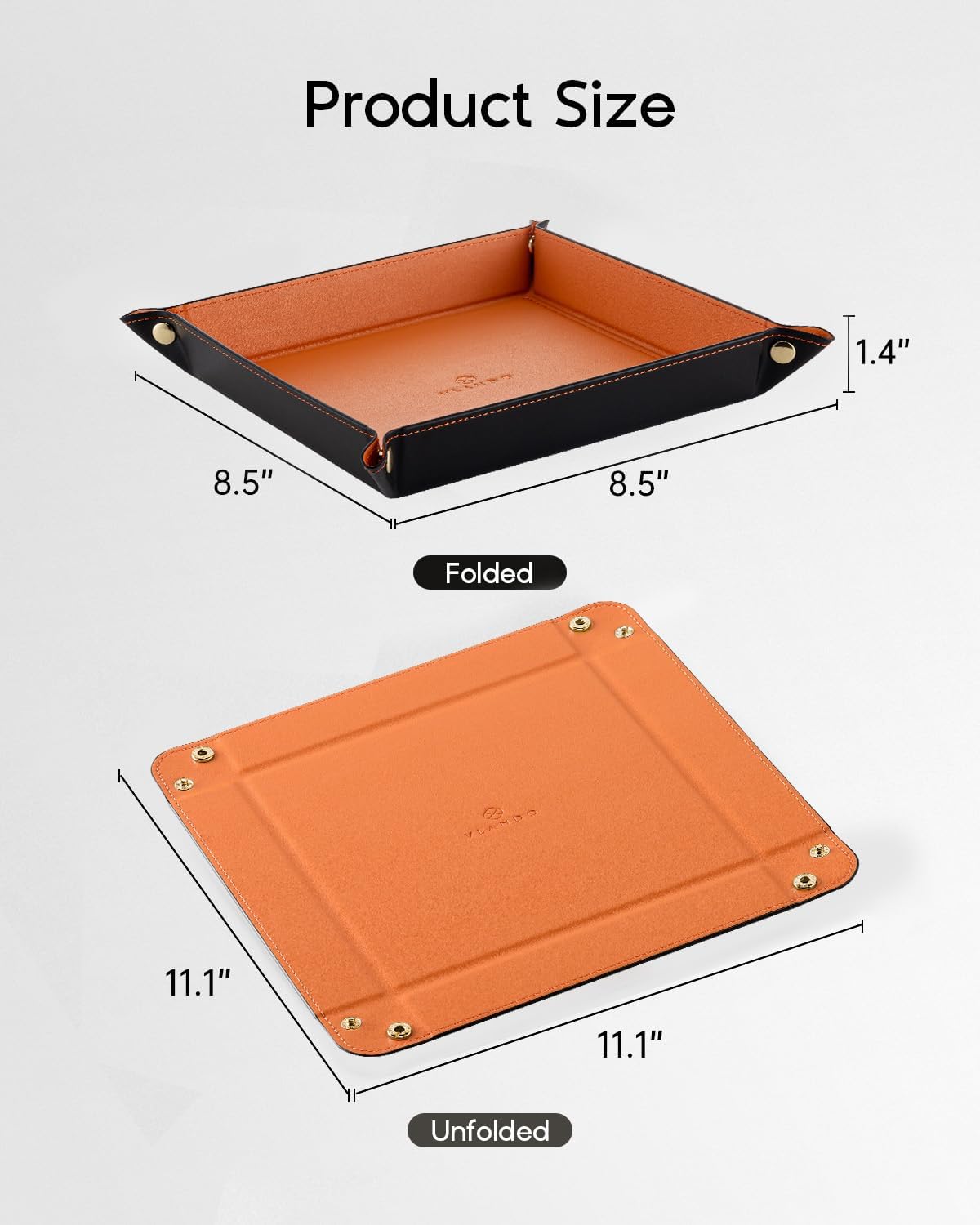 Valet Tray Organizer, PU Leather Catchall Tray for Vanity, Beige