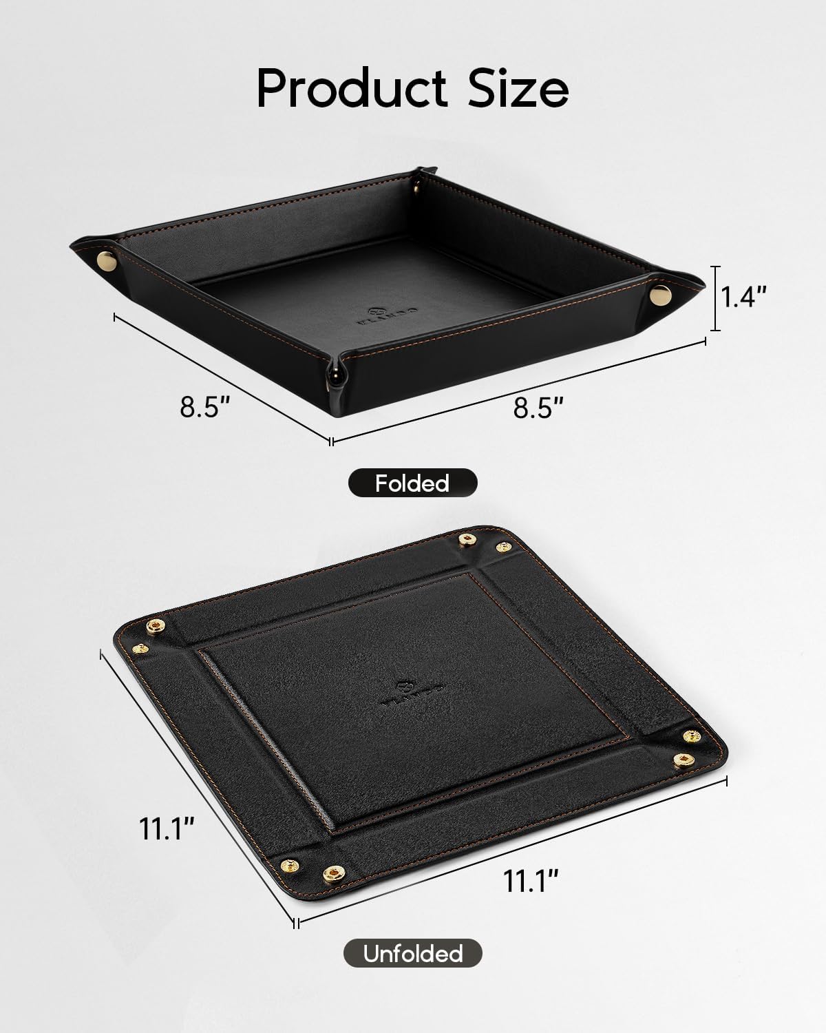 Valet Tray Organizer, PU Leather Catchall Tray for Vanity, Beige