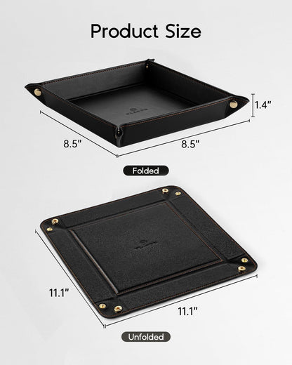 Valet Tray Organizer, PU Leather Catchall Tray for Vanity, Beige