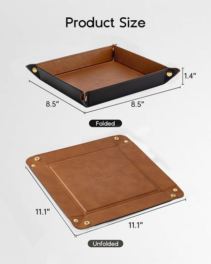 Valet Tray Organizer, PU Leather Catchall Tray for Vanity, Beige