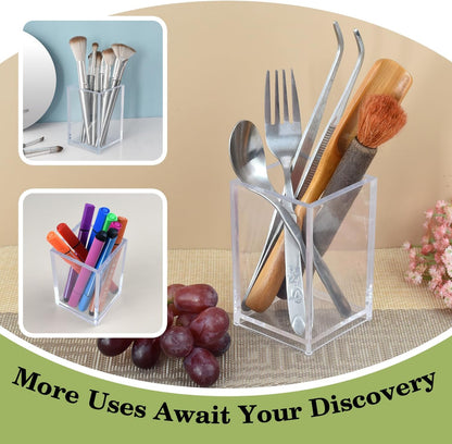 10 Pack Clear Acrylic Pen Holders For Desk, Pencil Cup Makeup Brush Holders
