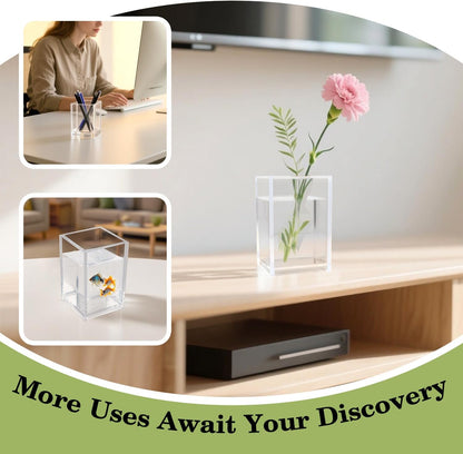 10 Pack Clear Acrylic Pen Holders For Desk, Pencil Cup Makeup Brush Holders