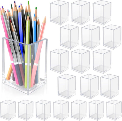 10 Pack Clear Acrylic Pen Holders For Desk, Pencil Cup Makeup Brush Holders