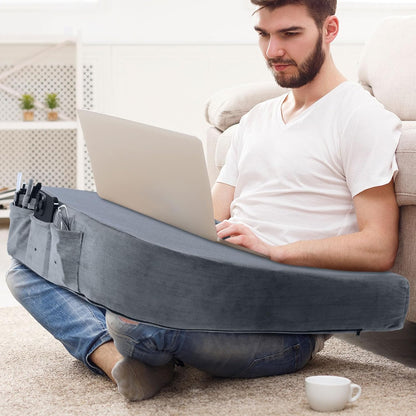Extra Large Arm Rest Pillow for Adult Gaming,Lap Desk Pillow,Crochet Pillow for Lap Support,Foam Bed Rest Pillow for Reading (Dark Grey)