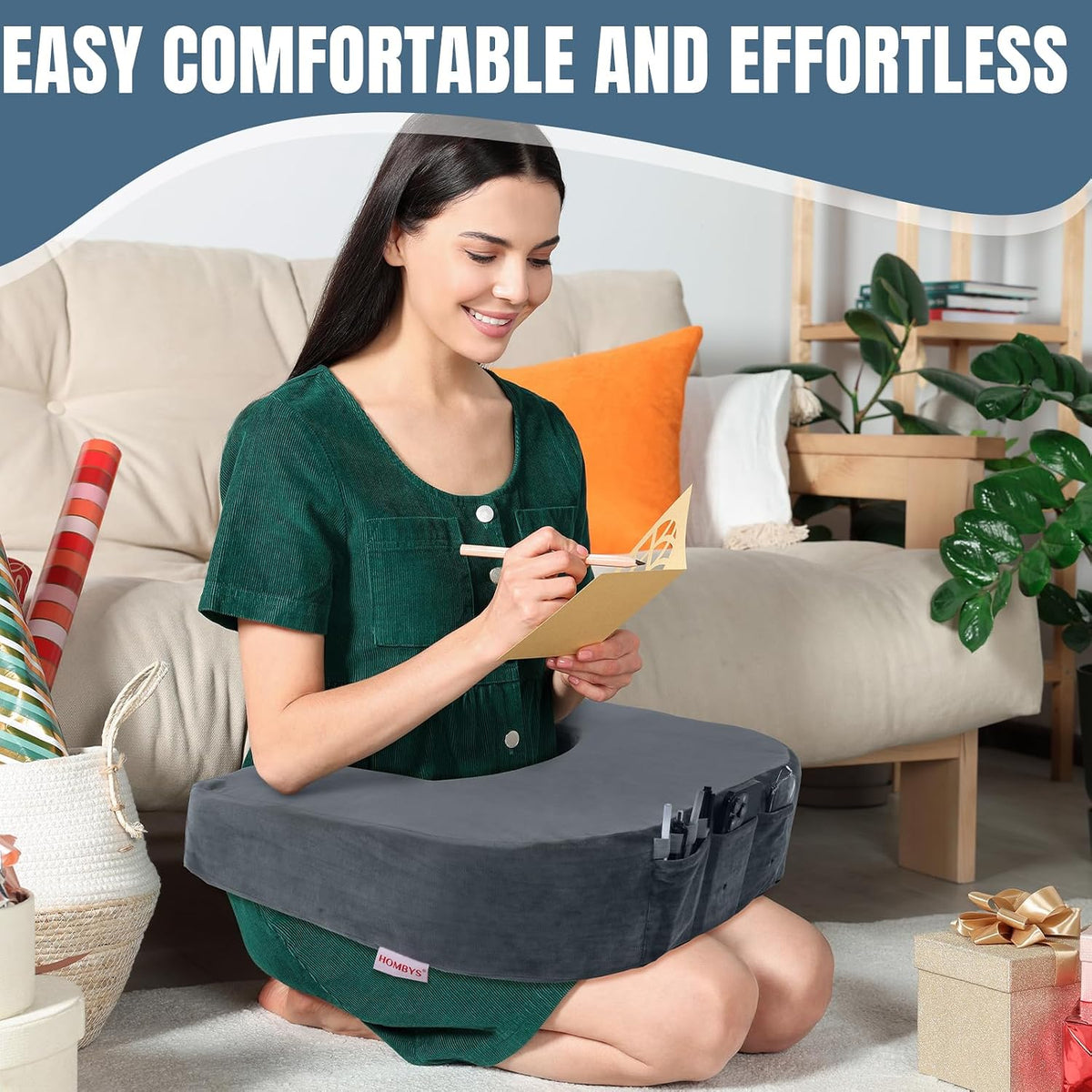 Extra Large Arm Rest Pillow for Adult Gaming,Lap Desk Pillow,Crochet Pillow for Lap Support,Foam Bed Rest Pillow for Reading (Dark Grey)