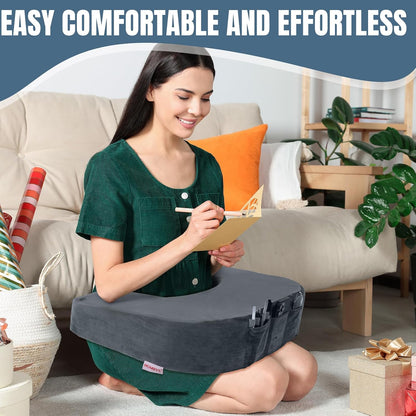 Extra Large Arm Rest Pillow for Adult Gaming,Lap Desk Pillow,Crochet Pillow for Lap Support,Foam Bed Rest Pillow for Reading (Dark Grey)