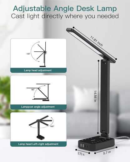 LED Desk Lamp with 4 Modes for Home Office College Dorm Essentials