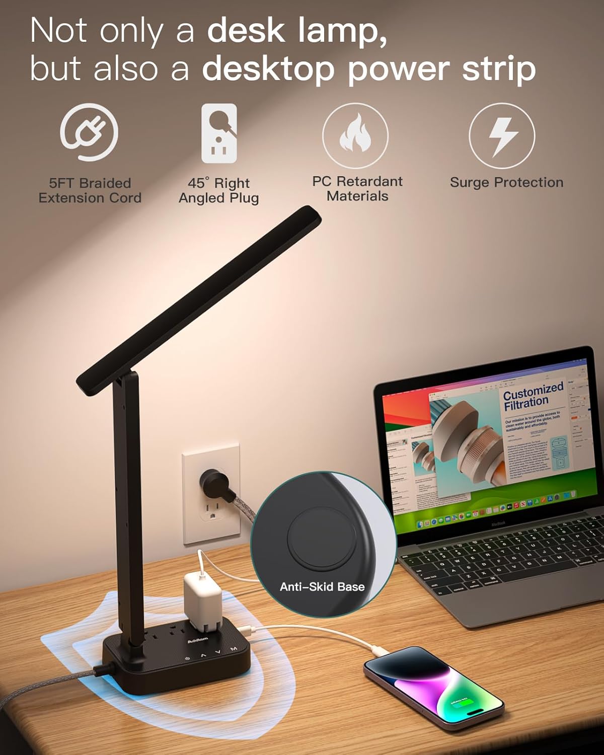 LED Desk Lamp with 4 Modes for Home Office College Dorm Essentials