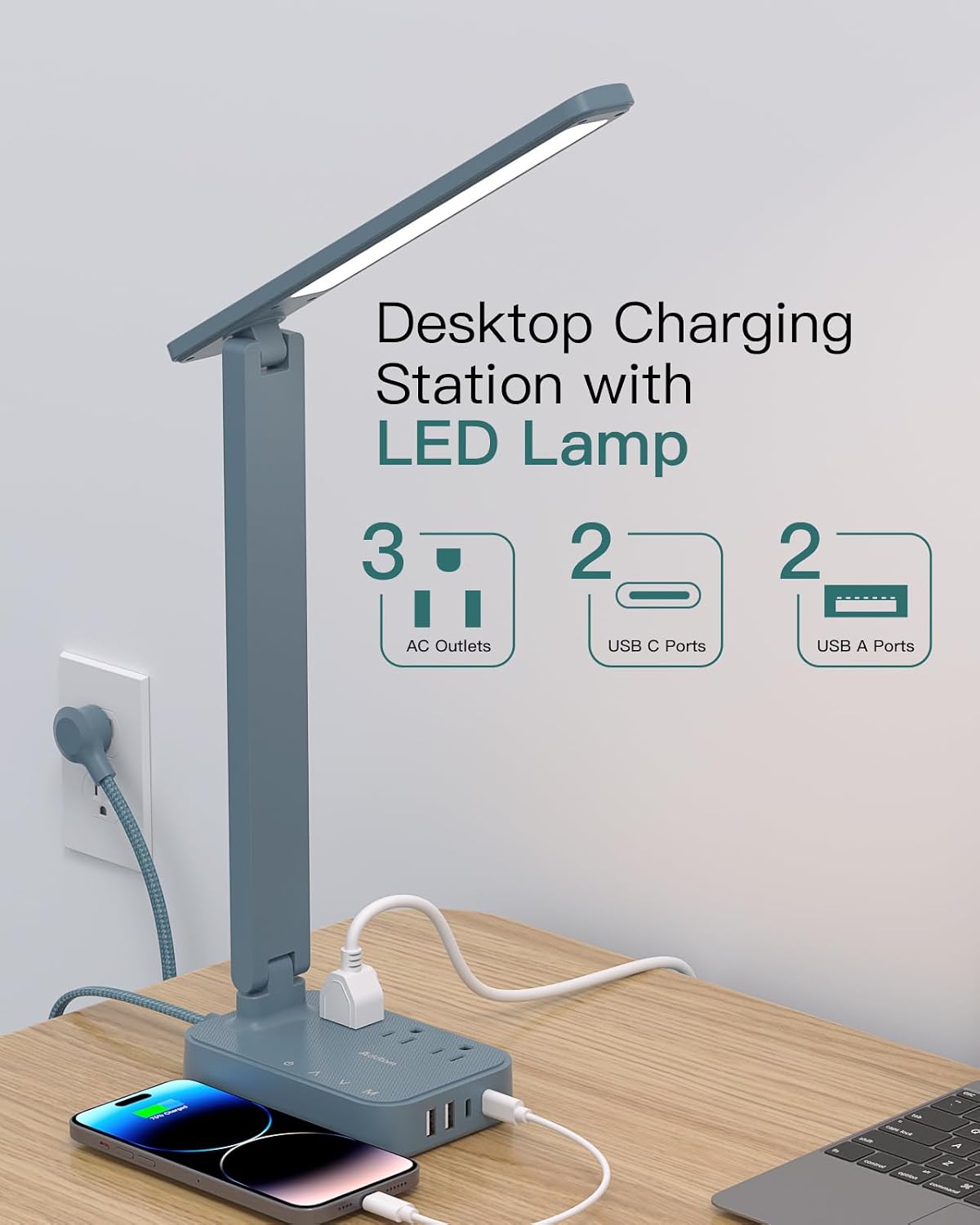 LED Desk Lamp with 4 Modes for Home Office College Dorm Essentials