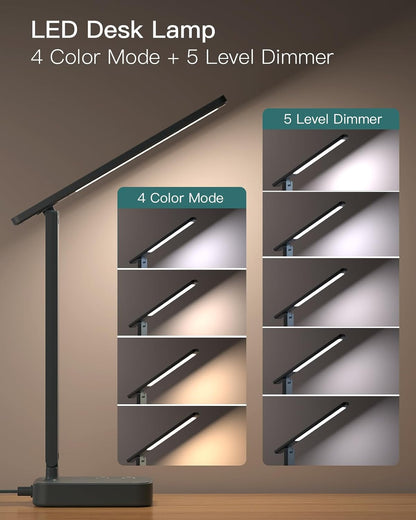LED Desk Lamp with 4 Modes for Home Office College Dorm Essentials
