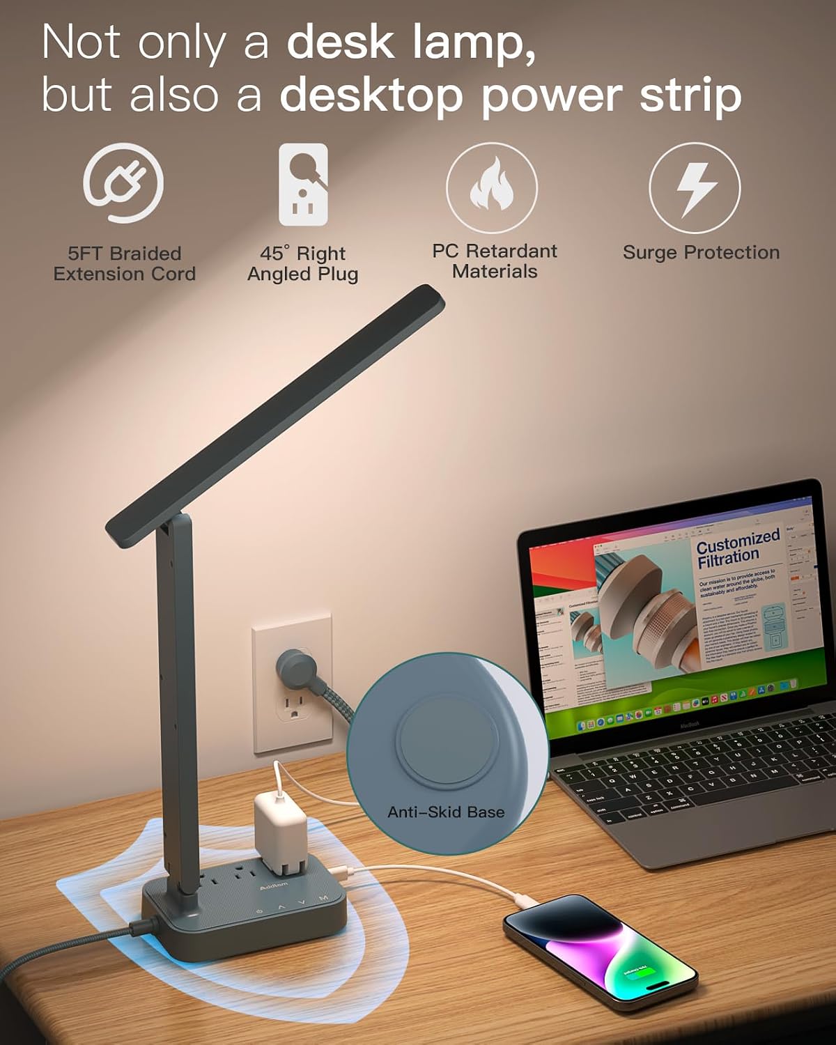 LED Desk Lamp with 4 Modes for Home Office College Dorm Essentials