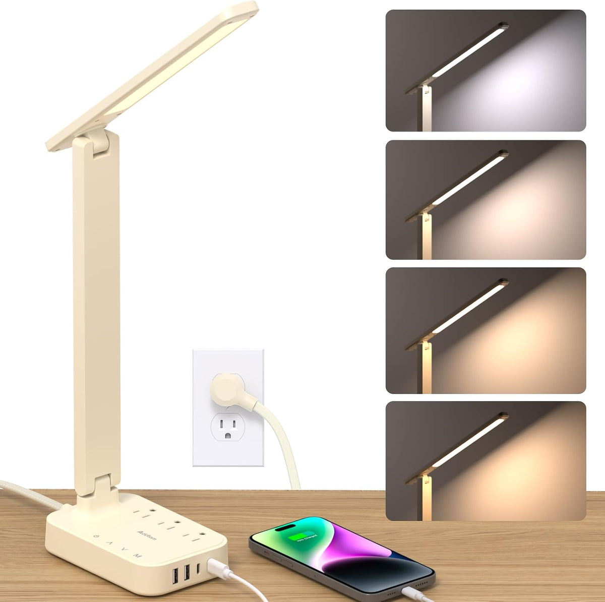 LED Desk Lamp with 4 Modes for Home Office College Dorm Essentials