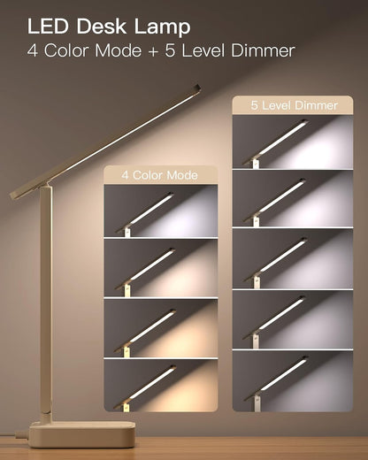 LED Desk Lamp with 4 Modes for Home Office College Dorm Essentials