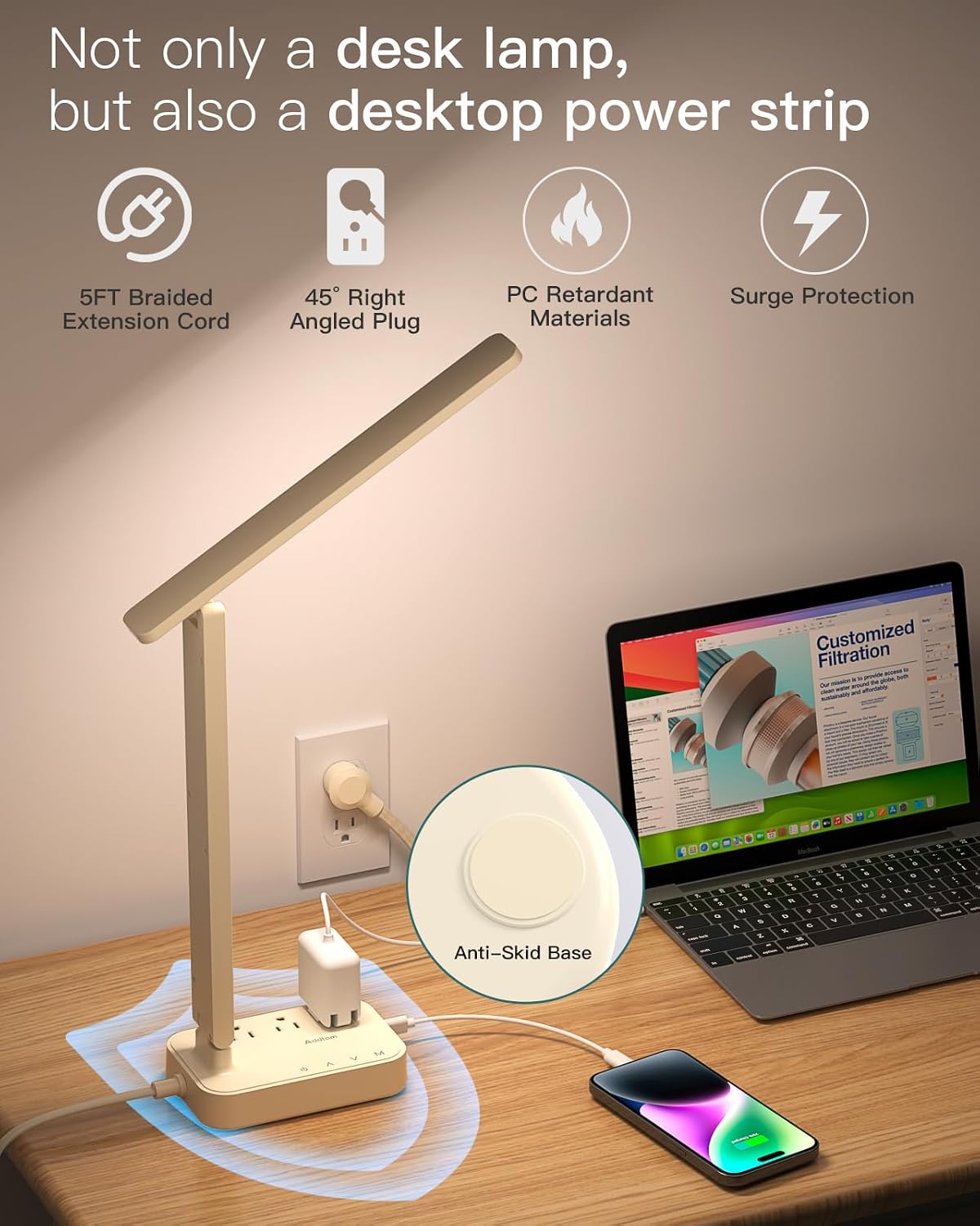 LED Desk Lamp with 4 Modes for Home Office College Dorm Essentials