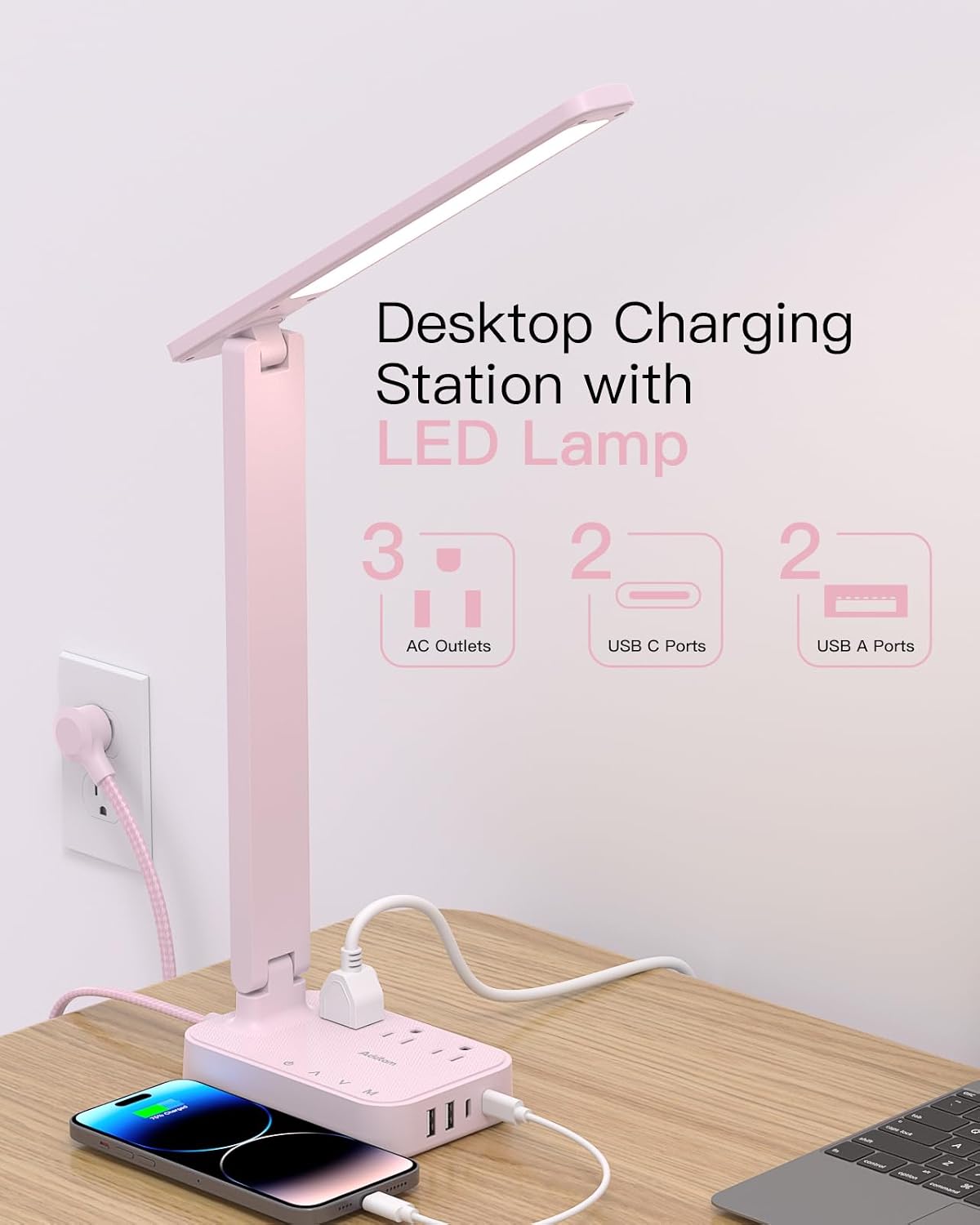 LED Desk Lamp with 4 Modes for Home Office College Dorm Essentials