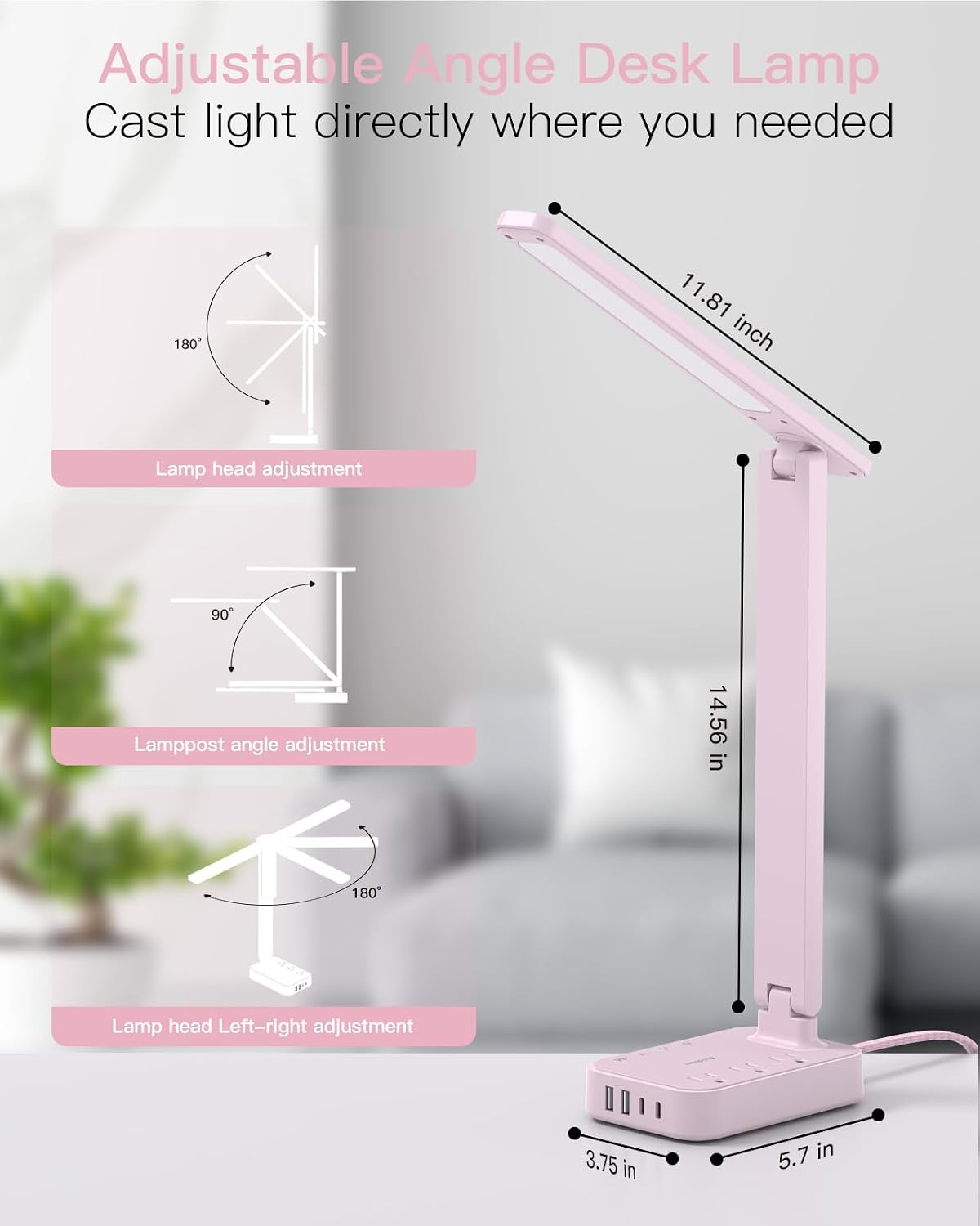 LED Desk Lamp with 4 Modes for Home Office College Dorm Essentials