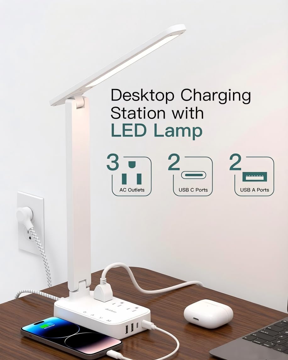 LED Desk Lamp with 4 Modes for Home Office College Dorm Essentials